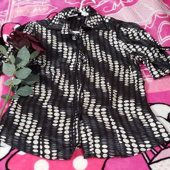 bebé  blouse black and white satin size Medium - Picture 3 of 8